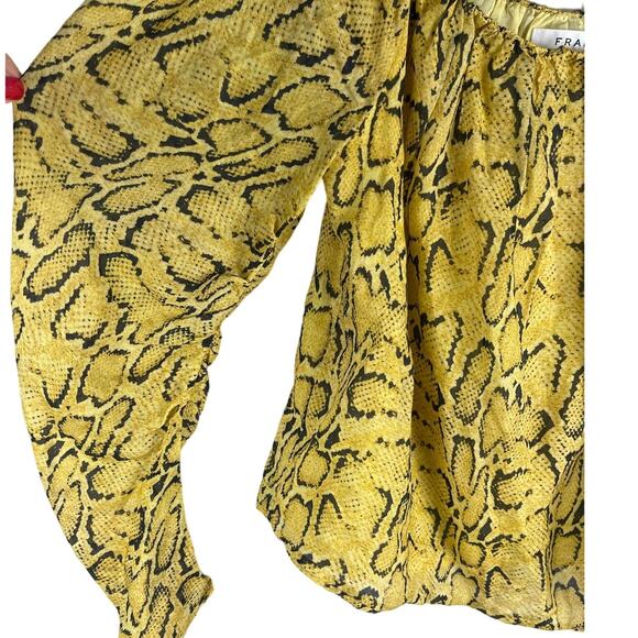 FRAME Off-The-Shoulder Billow Sleeve Top Python Pattern Size Medium - Picture 7 of 10